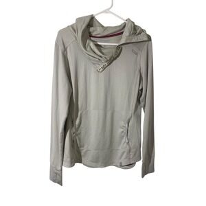 5.11 Tactical Men's Beige Herringbone Mockneck Pullover Men's Large Thumbholes